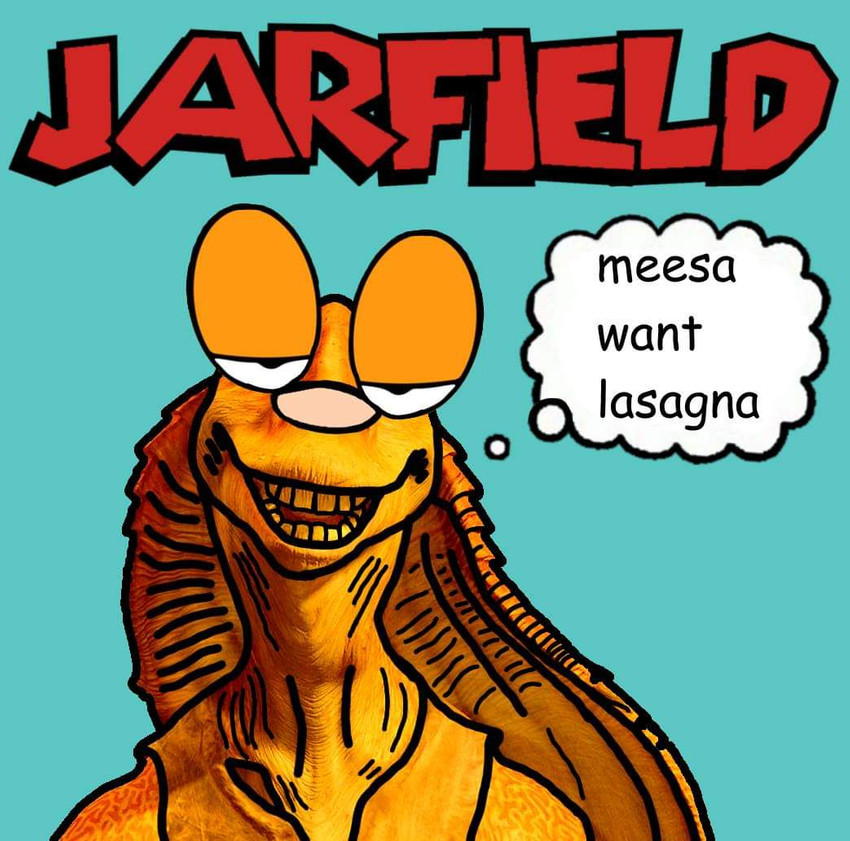 garfield the cat, gorefield, and jar jar binks (i'm sorry jon (creepypasta) and etc) created by unknown artist