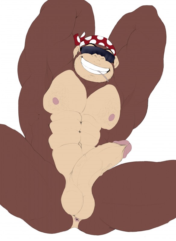 abs balls big_muscles brown_body brown_fur butt fur genitals humanoid_genitalia humanoid_penis male muscular muscular_male nipples nude pecs penis solo spread_legs spreading vein veiny_penis islate_(artist) donkey_kong_(series) nintendo funky_kong ape haplorhine mammal primate absurd_res hi_res