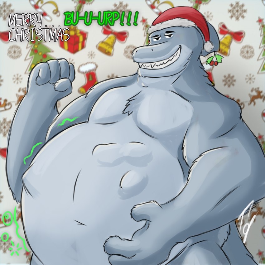 anthro holidays male male/male solo vore larrymaxs christmas max_upshur fish marine shark 1:1 hi_res