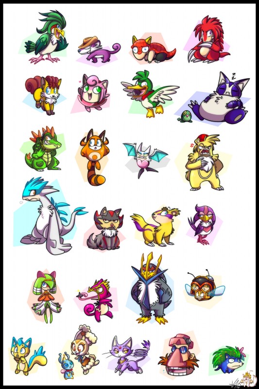 purple kecleon, ray the flying squirrel, vector the crocodile, mighty the armadillo, knuckles the echidna, and etc (sonic the hedgehog (archie) and etc) created by vaporotem