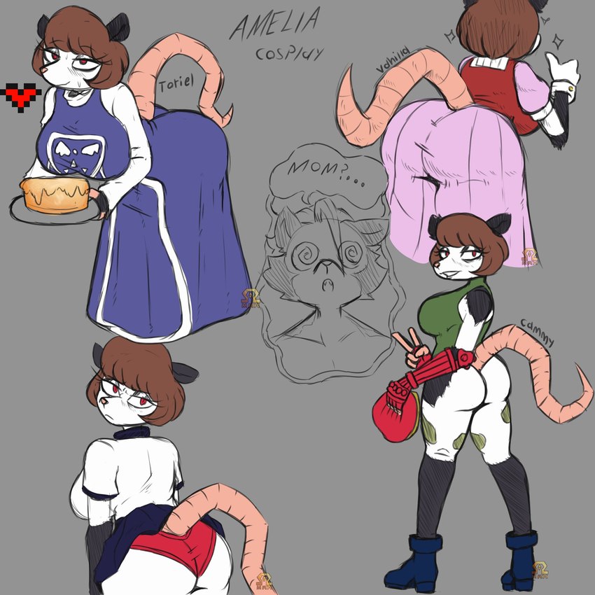 anthro big_breasts big_butt bottomwear breasts butt cake clothed clothing cosplay dessert dialogue dress female food gesture hand_gesture heart_symbol male panties presenting presenting_hindquarters raised_bottomwear raised_clothing raised_skirt skirt smile solo speech_bubble spiral_eyes tail text thick_thighs thumbs_up underwear wide_hips omegamax capcom sega sonic_the_hedgehog_(series) street_fighter undertale_(series) amelia_(omegamax) cammy_white horn_(omegamax) toriel vanilla_the_rabbit american_opossum mammal marsupial 1:1 english_text hi_res mother_(lore) mother_and_child_(lore) mother_and_son_(lore) parent_(lore) parent_and_child_(lore) parent_and_son_(lore) son_(lore)