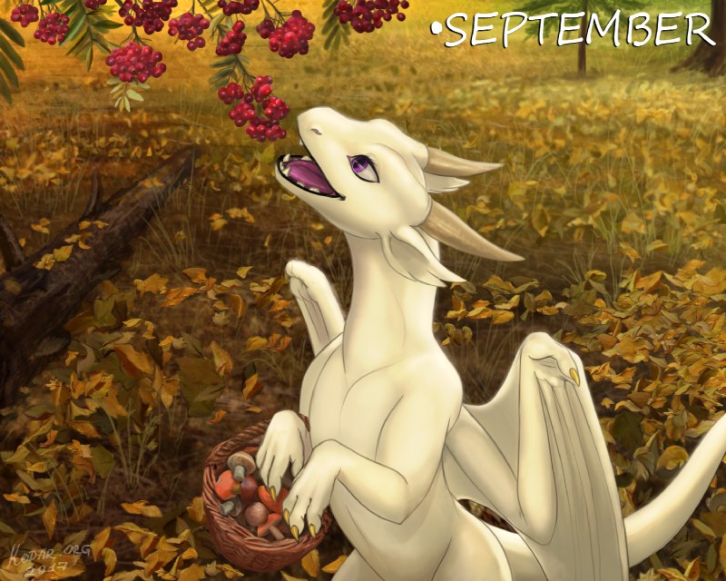 claws day detailed_background female feral grass horn membrane_(anatomy) membranous_wings outside plant purple_eyes purple_tongue smile solo tail text tongue wings conditional_dnp kodardragon mythology chara_(kodardragon) dragon mythological_creature mythological_scalie scalie 2017 5:4 digital_media_(artwork) hi_res