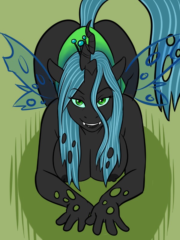 alternate_form anthro anthrofied bedroom_eyes breasts female green_eyes half-closed_eyes happy insect_wings narrowed_eyes naughty_face nipples pose seductive smile solo wings spacecadet friendship_is_magic hasbro my_little_pony queen_chrysalis_(mlp) arthropod changeling 3:4 hi_res