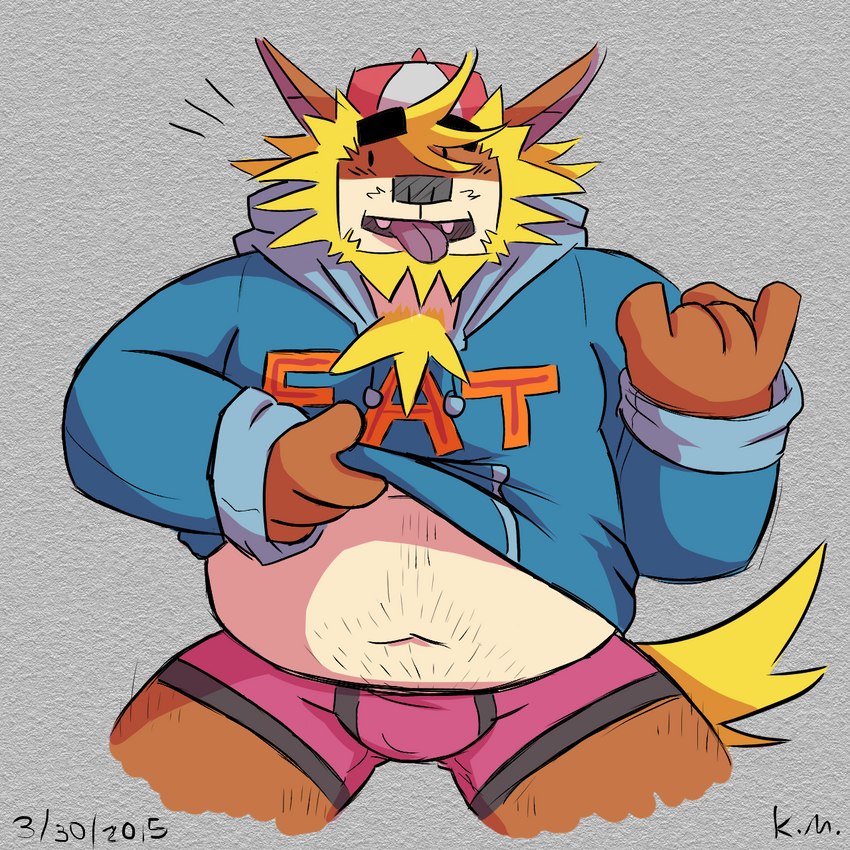 belly bulge clothing hoodie male overweight overweight_male solo text tongue tongue_out topwear underwear mcthundergoose 1:1 english_text hi_res