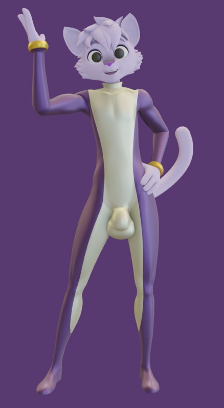 4_fingers black_eyes bodysuit bulge clothed clothing detailed_bulge fingers front_view fur genital_outline hand_on_hip latex looking_at_viewer male open_mouth open_smile penis_outline purple_background purple_body purple_fur purple_nose simple_background skinny skinny_anthro skinny_male skinsuit slim smile solo standing tight_clothing ducky_(artist) unnamed_purple_cat_(ducky) domestic_cat felid feline felis mammal 2019 3d_(artwork) digital_media_(artwork) full-length_portrait hi_res portrait source_request unavailable_at_source