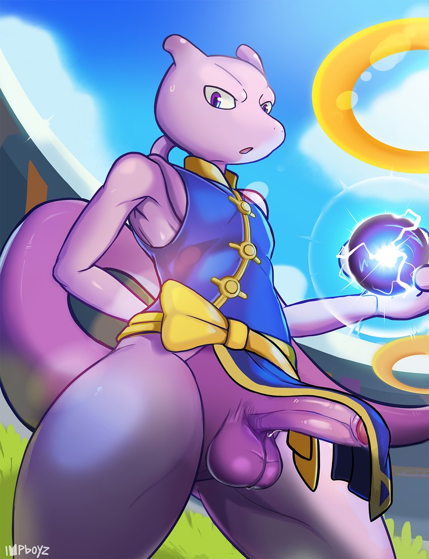 anthro balls clothed clothing detailed_background erection genitals holowear_(pokemon) humanoid_genitalia humanoid_penis looking_at_viewer male penis solo standing white_body impboyz nintendo pokemon pokemon_unite martial_arts_style_mewtwo felid feline generation_1_pokemon legendary_pokemon mammal mewtwo pokemon_(species) 2023 hi_res