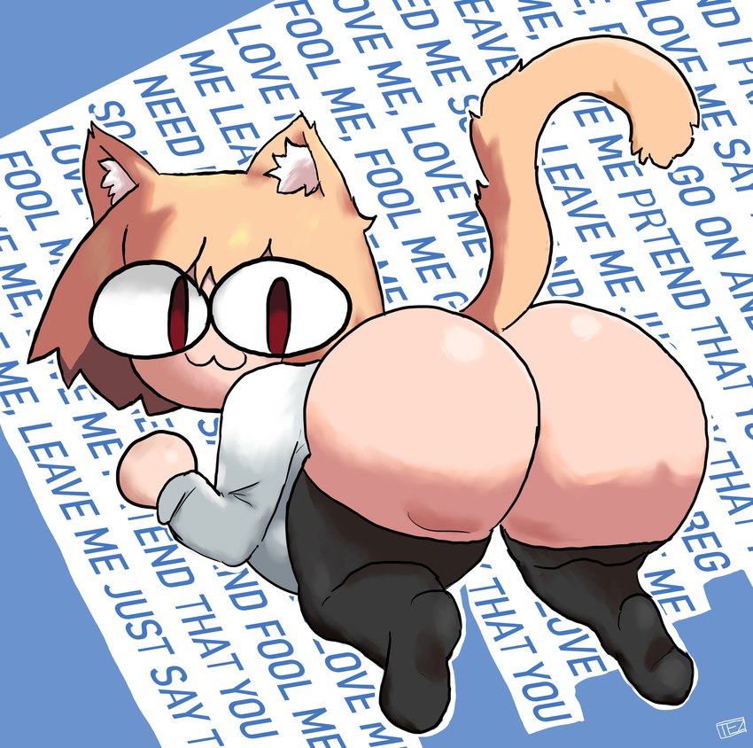 :3 big_breasts big_butt breasts butt cat_tail clothing female huge_breasts huge_butt legwear looking_at_viewer lying lyrics on_ground pose solo tail thick_thighs thigh_highs wide_hips teztaz melty_blood tsukihime type-moon neco-arc animal_humanoid felid felid_humanoid feline feline_humanoid humanoid mammal mammal_humanoid absurd_res hi_res pinup