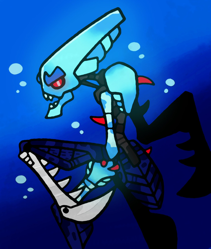 ambiguous_gender back_spikes blade_arm blue_background blue_body bubble claws looking_at_viewer looking_back machine open_mouth red_eyes red_spikes sharp_teeth simple_background solo spikes spikes_(anatomy) standing teeth underwater water billfrancois bionicle lego takadox animal_humanoid arthropod arthropod_humanoid barraki crustacean humanoid insect insect_humanoid living_machine malacostracan mantis mantis_humanoid mantis_shrimp marine robot robot_humanoid shrimp fingerless_(disambiguation) 2016 digital_drawing_(artwork) digital_media_(artwork) hi_res