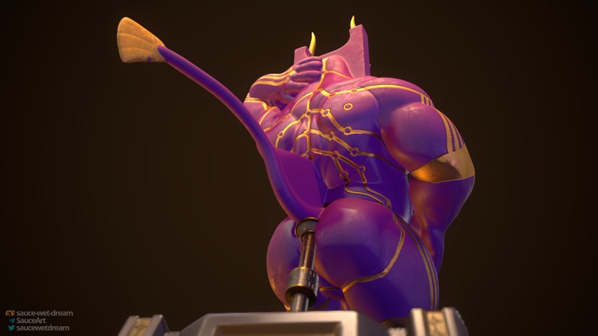 anthro anus back_muscles barazoku biceps big_butt big_muscles bovid_horn bovine_horn bovine_tail bull_horn butt fingers foreskin genitals hammer hooves horn humanoid_hands kemono male male_anthro model muscular muscular_anthro muscular_male penis sculpt solo tail tail_tuft thick_thighs tools tuft unguligrade warrior saucewetdream european_mythology greek_mythology mythology bovid bovine cattle mammal minotaur 16:9 3d_(artwork) digital_media_(artwork) widescreen