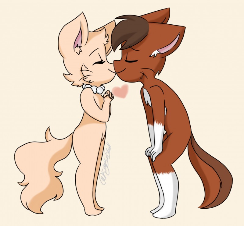 anthro brown_body brown_fur chibi clothed clothing duo eyes_closed female fur heart_symbol kissing larger_male male nude plantigrade side_view simple_background size_difference smaller_female standing tan_body tan_fur kittybunskull bittersweet_candy_bowl abbey_(bcb) daisy_(bcb) domestic_cat felid feline felis mammal 2016 absurd_res cel_shading digital_drawing_(artwork) digital_media_(artwork) hi_res shaded