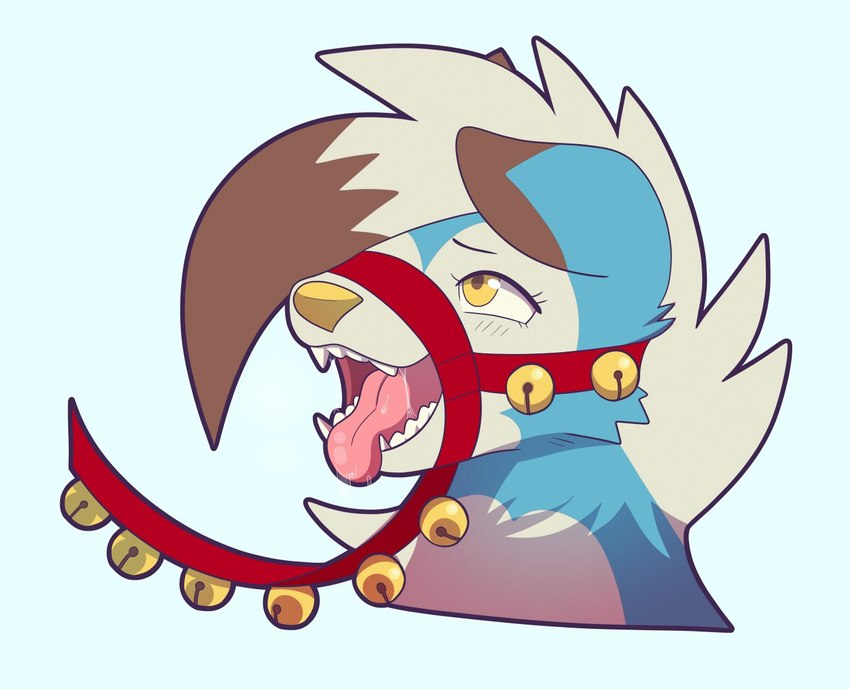 ahegao anthro bdsm bell blue_body blue_fur bodily_fluids drooling female fur gag gagged looking_pleasured open_mouth pink_tongue saliva solo tongue ayceedee bloowolfy nintendo pokemon aries_(bloowolfy) canid canine generation_7_pokemon lycanroc mammal midnight_lycanroc pokemon_(species) 2024 artist_collaboration headshot_portrait portrait