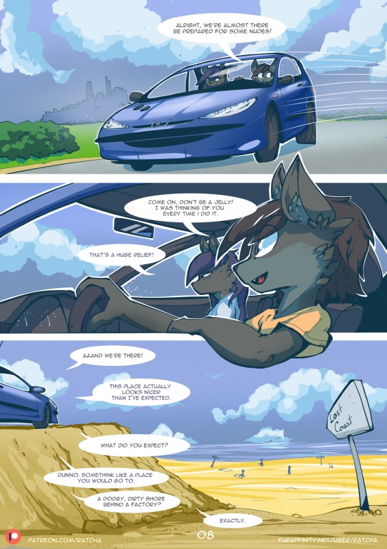 anthro car clothing dialogue female inside_car inside_vehicle male outside plant shirt speech_bubble text topwear tree vehicle ratcha peugeot peugeot_206 rick_(ratcha) rina_(ratcha) canid canine fox mammal absurd_res comic digital_media_(artwork) english_text hi_res shaded brother_(lore) sibling_(lore) sister_(lore)