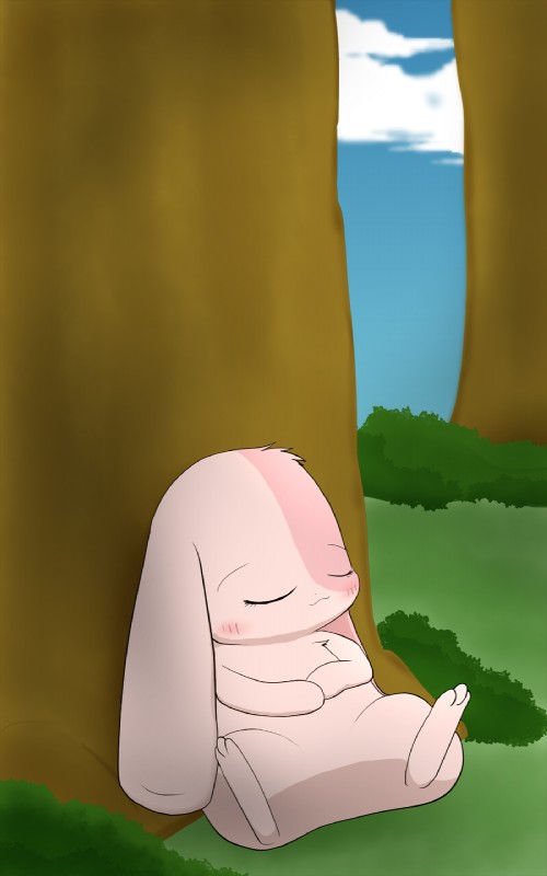 3_toes :3 blush eyelashes eyes_closed feet female fur long_ears pink_body pink_fur plant short_fur sleeping solo toes tree improbable_(artist) happy_happy_clover pixiv sayuri_tatsuyama mallow_(happy_happy_clover) domestic_rabbit lagomorph leporid lop_rabbit mammal oryctolagus rabbit 5:8 hi_res