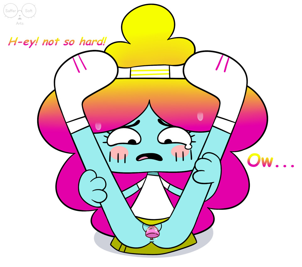 anus blue_body blue_skin blush blush_lines bodily_fluids bottomless bottomless_female bottomless_humanoid bottomwear clothed clothing dialogue dildo dildo_in_vagina dildo_insertion female female_humanoid footwear genital_fluids genitals hair hands_on_legs holding_object looking_down multicolored_hair no_underwear not_furry on_model open_mouth penetration rainbow_hair raised_bottomwear raised_clothing raised_leg raised_skirt sex_toy sex_toy_in_vagina sex_toy_insertion shirt shoes simple_background skirt solo sweat sweatdrop tears_of_pain topwear vaginal vaginal_fluids vaginal_penetration vulva white_background white_clothing white_shirt white_topwear yellow_bottomwear yellow_clothing yellow_skirt saffersoft cartoon_network the_amazing_world_of_gumball rachel_wilson humanoid rainbow_lass 2024 hi_res