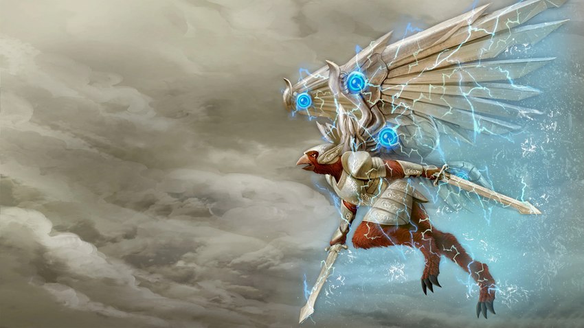 action_pose anthro armor barefoot black_talons blue_highlights blue_light bracers cloud dual_wielding electric_sword electricity feathered_wings feathers feet flying furgonomics headgear helmet highlights_(coloring) holding_object holding_weapon magic male melee_weapon metal_wings open_mouth overcast pose red_body red_feathers red_scales scales silver_(metal) silver_armor sky solo sword talons toes weapon wing_armor wings unknown_artist krut:_the_mythic_wings garuda krut veera_(krut:_the_mythic_wings) avian krut_(krut:_the_mythic_wings) 16:9 4k absurd_res hi_res official_art widescreen