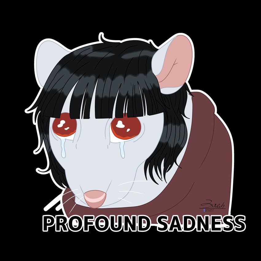 black_hair bodily_fluids crying derp_eyes derpy female feral fur hair humor red_eyes sad simple_background solo sticker tears text transparent_background what whiskers white_body white_fur zer0rebel4 discord_(app) telegram mammal murid murine rat rodent 1:1 2024 absurd_res alpha_channel flat_colors hi_res meme reaction_image