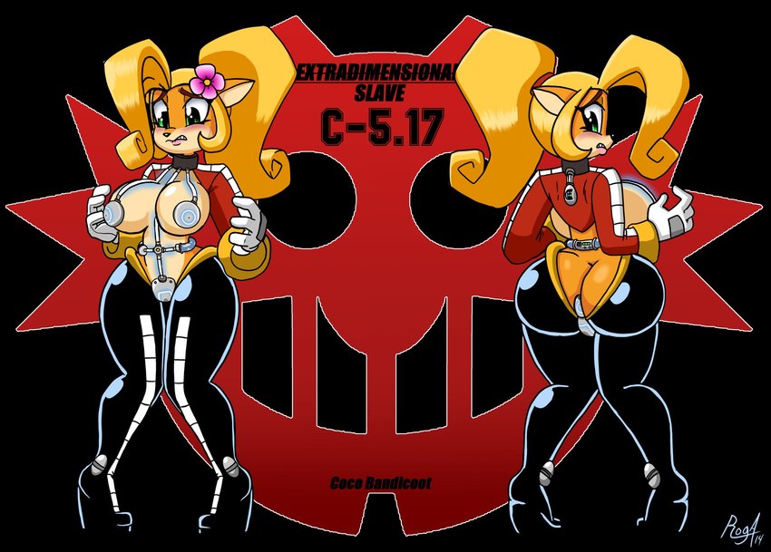 anthro big_breasts breasts butt cosplay female fur hair long_hair solo thick_thighs wide_hips roga141 activision crash_bandicoot_(series) eggman_empire eggman_logo sega sonic_the_hedgehog_(series) coco_bandicoot dr._eggman bandicoot mammal marsupial crossover hi_res