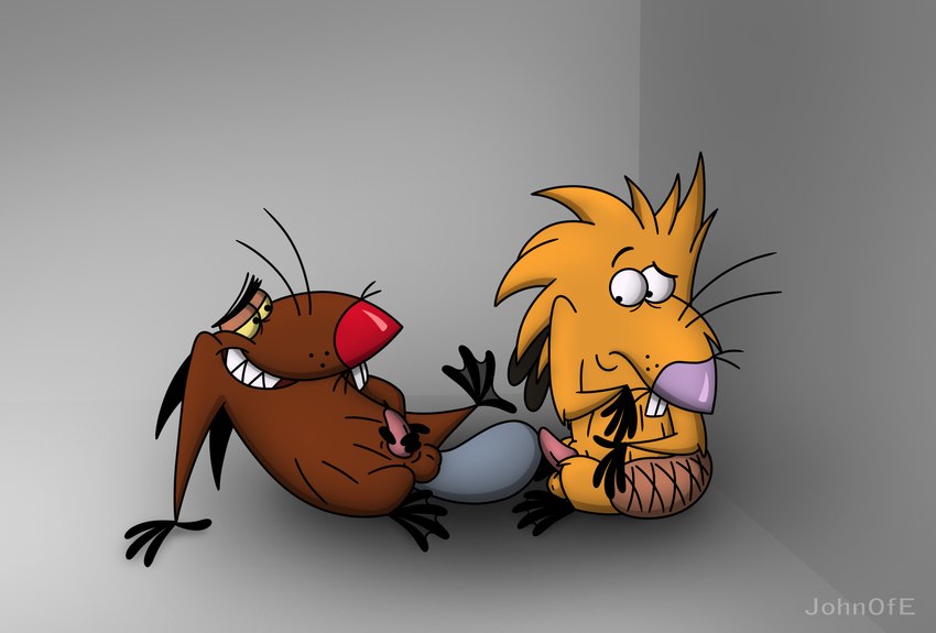 anthro duo feet foot_fetish foot_focus hesitant male male/male membrane_(anatomy) paws questionable_consent sharp_teeth teeth toes toony webbed_feet johnofe nickelodeon the_angry_beavers daggett_beaver norbert_beaver beaver mammal rodent hi_res