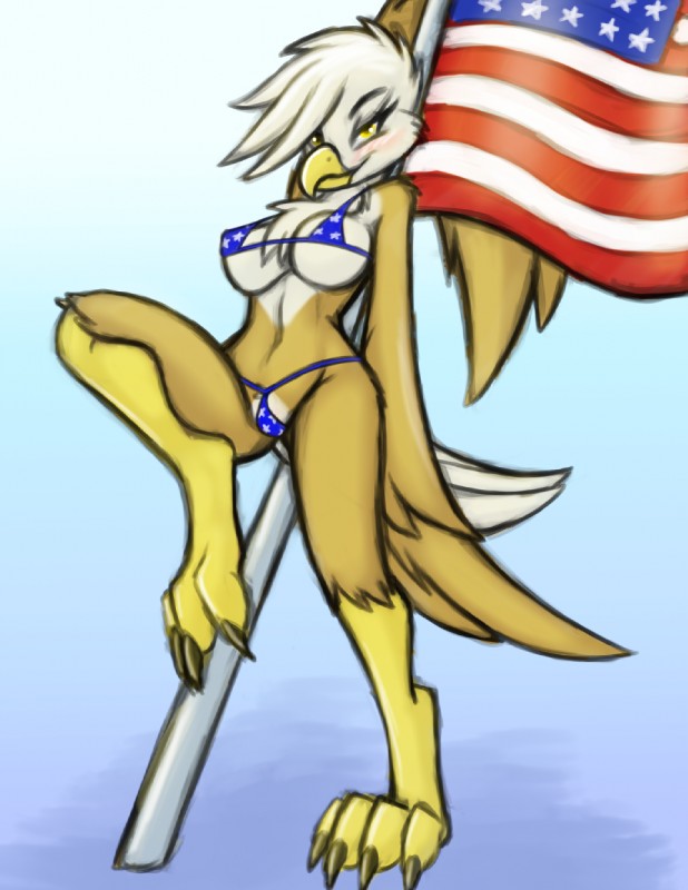 american_flag anthro beak bedroom_eyes big_breasts bikini blue_bikini blue_clothing blue_swimwear blush breasts brown_body brown_feathers clothed clothing curvy_figure feathers feet female flag flag_(object) flag_bikini flag_clothing flag_print flag_swimwear hourglass_figure long_legs looking_at_viewer micro_bikini narrowed_eyes non-mammal_breasts pose print_bikini print_clothing print_swimwear seductive skimpy_bikini small_waist solo star star_bikini star_pattern star_polygon star_print string_bikini swimwear talons toes two-piece_swimsuit under_boob united_states_of_america white_body white_feathers yellow_beak yellow_eyes evilymasterful american_eagle accipitrid accipitriform avian bald_eagle bird eagle sea_eagle 2018 pinup