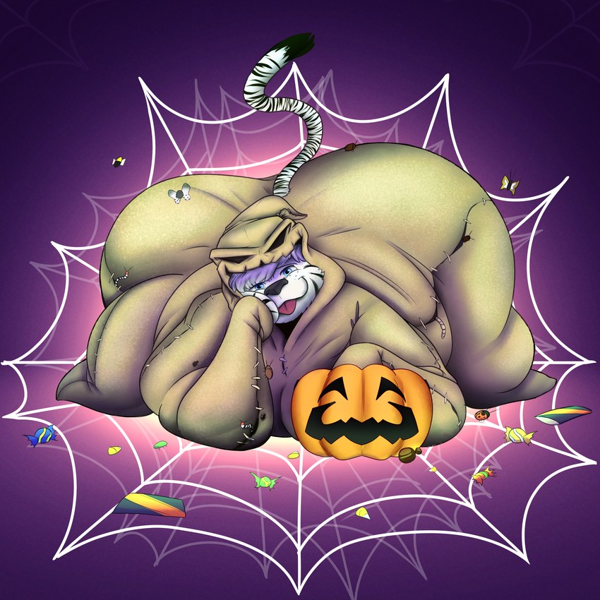 anthro big_butt butt fur holidays obese overweight sodoke white_body white_fur unonyx halloween the_nightmare_before_christmas oogie_boogie canid canine fox mammal 1:1 absurd_res hi_res