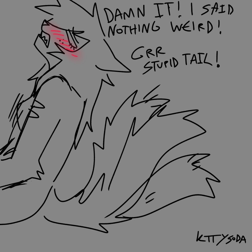 anthro awkward blush blush_lines dialogue female masturbation raised_tail solo tail tail_motion tailwag text kitty_soda tuna_(kitty_soda) domestic_cat felid feline felis mammal 1:1 english_text hi_res
