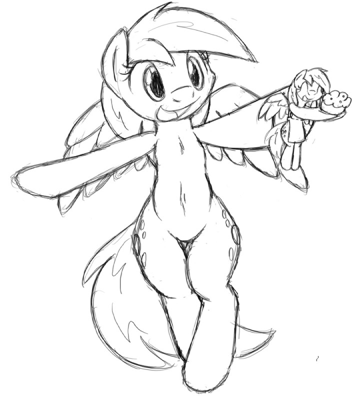 anthro cutie_mark feathered_wings feathers female simple_background solo white_background wings tg-0 friendship_is_magic hasbro my_little_pony mythology derpy_hooves_(mlp) equid equine mammal mythological_creature mythological_equine pegasus 2012 monochrome sketch