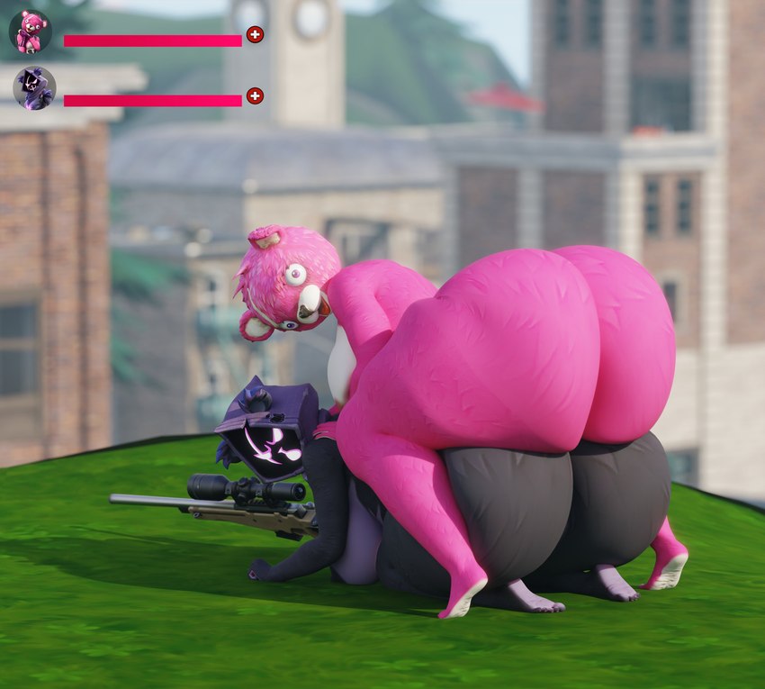 anthro areola big_breasts big_butt breasts butt duo female female/female gun huge_breasts huge_butt hyper hyper_butt looking_back nipples outside ranged_weapon rifle sniper_rifle weapon ctgiantess epic_games fortnite cuddle_team_leader raven_team_leader bear mammal absurd_res hi_res