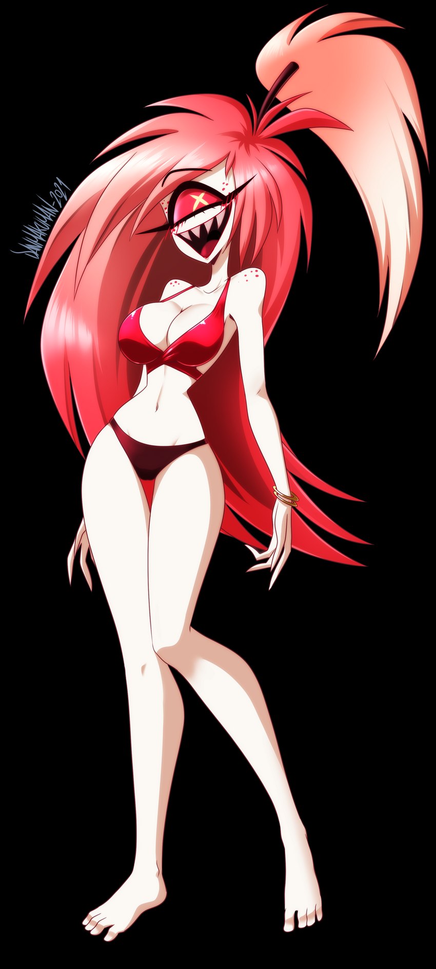 1_eye big_breasts bikini blush bracelet breasts cleavage clothed clothing curvy_figure eyelashes feet female fingers freckles hair jewelry long_hair looking_at_viewer navel not_furry open_mouth red_hair red_sclera sharp_teeth simple_background skimpy skimpy_bikini small_waist smile solo swimwear teeth toes transparent_background two-piece_swimsuit v-cut white_body white_skin x_pupils danmakuman hazbin_hotel cherri_bomb_(hazbin_hotel) cyclops demon demon_humanoid humanoid 2021 absurd_res alpha_channel artist_name dated digital_drawing_(artwork) digital_media_(artwork) hi_res watermark