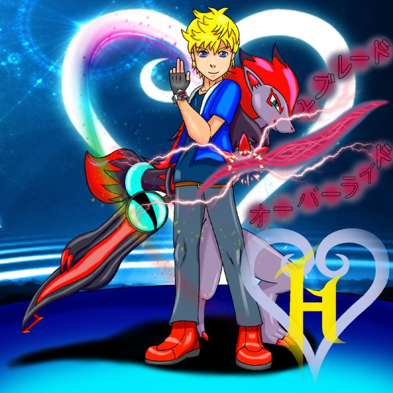 ambiguous_gender anthro clothed clothing duo heart_symbol human_focus keyblade male melee_weapon not_furry_focus weapon z-crystal z-move z-ring khblacky97 disney kingdom_hearts nintendo pokemon square_enix generation_5_pokemon human mammal pokemon_(species) zoroark 1:1 crossover