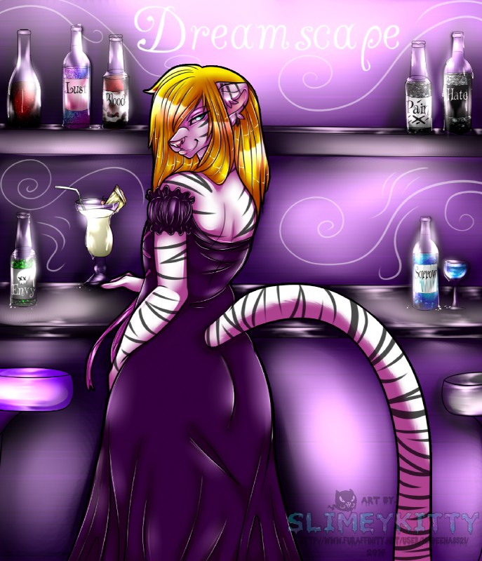 backless_clothing backless_dress butt butt_pose classy clothing dress evening_gown female flat_chested leucistic pose purple_clothing purple_dress solo madeena8521 nyla_(whitekitteh) felid mammal pantherine tiger hi_res