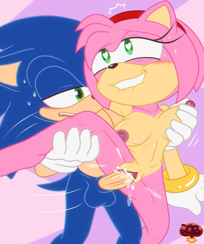 amy rose and sonic the hedgehog (sonic the hedgehog (series) and etc) created by ladycherrybomba