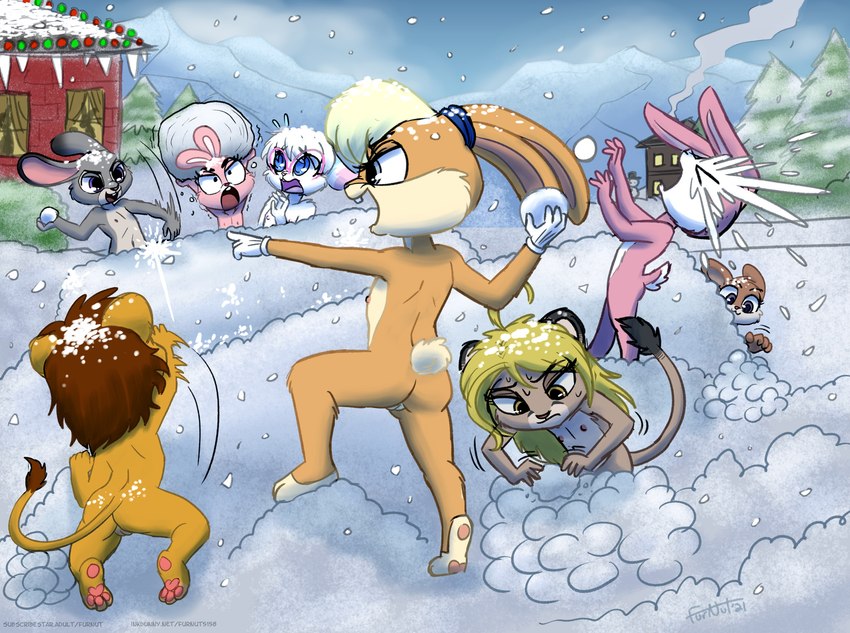 aged_down anthro butt casual_nudity countershading female flat_chested genitals group holidays innie_pussy kneeling navel nipples nude pussy snow snowball snowball_fight spread_legs spreading standing text toddler young young_anthro furnut cartoon_network christmas disney looney_tunes the_amazing_world_of_gumball tiny_toon_adventures warner_brothers zootopia anais_watterson babs_bunny cotton_(comfytail) judy_hopps keiko_sakmat lola_bunny pursha_fluffmore cougar felid feline lagomorph leporid lion mammal pantherine rabbit hi_res url