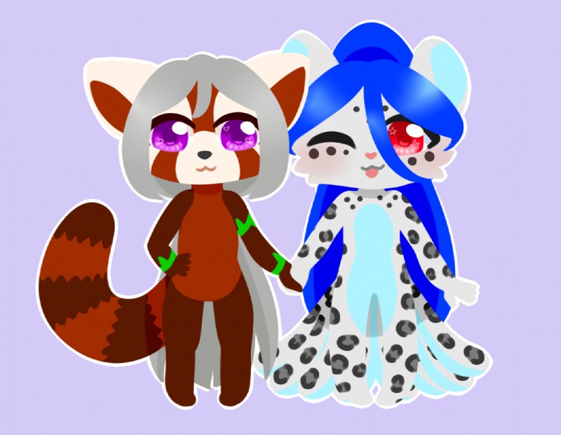 5_fingers anthro biped blep chibi duo eyelashes featureless_crotch female fingers fur hair hand_holding happy humanoid_hands long_hair looking_at_viewer markings multi_tail nude red_body red_fur simple_background smile spots spotted_body spotted_fur standing striped_body striped_fur stripes tail tongue tongue_out white_body white_fur octipop kaliancia naska_(zro4825) ailurid felid mammal pantherine red_panda snow_leopard 2020 digital_media_(artwork)