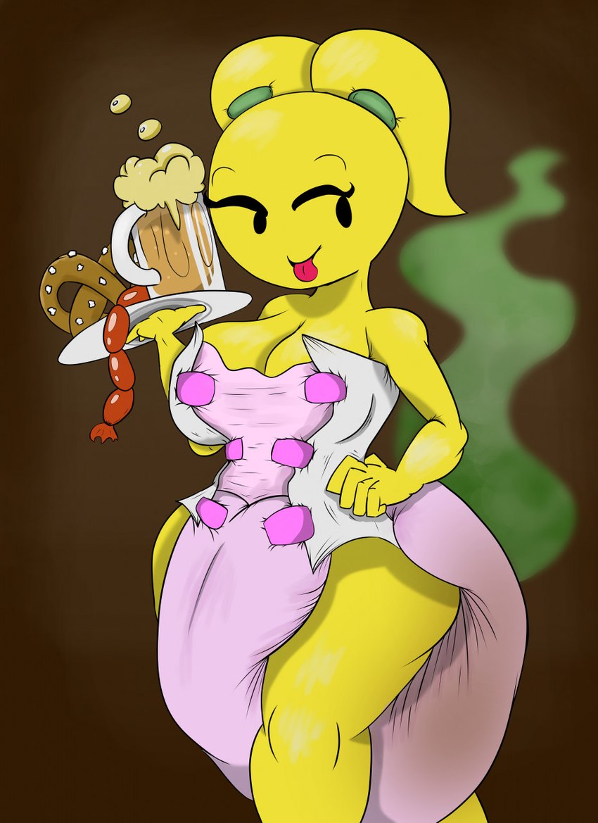 alcohol beverage clothed clothing diaper diaper_corset diapersuit feces female food looking_away meat pretzel_(food) sausage simple_background smelly soiled_diaper solo tongue tongue_out unclean_diaper used_diaper wearing_diaper yellow_body tripledeckerxia humanoid living_emoji 2022 colored digital_drawing_(artwork) digital_media_(artwork) hi_res portrait