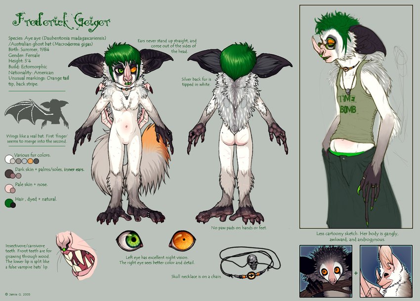 ambiguous_gender anthro ear_tails female glamfur group heterochromia solo_focus tail text psychodjinn fred aye-aye bat hybrid lemur mammal primate strepsirrhine english_text model_sheet