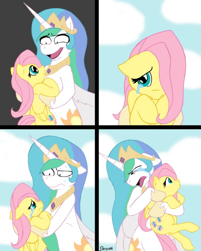 fan character, fluttershy, princess celestia, and princess molestia (friendship is magic and etc) created by skoon