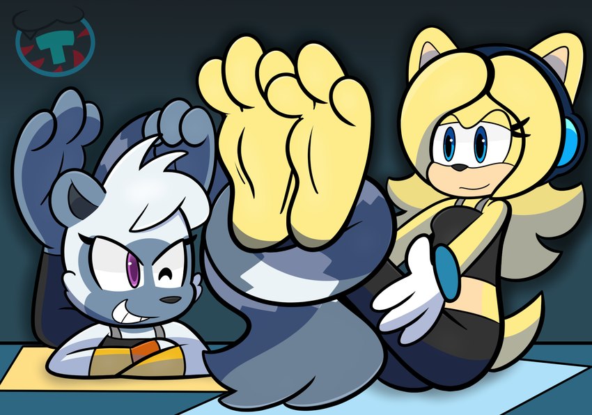 3_toes alternate_species anthro barefoot blue_eyes clothed clothing duo feet female foot_focus fur grey_body grey_fur one_eye_closed smile soles toes wink yellow_body yoga yoga_mat mintytempest idw_publishing sega sonic_the_hedgehog_(comics) sonic_the_hedgehog_(idw) sonic_the_hedgehog_(series) maria_robotnik tangle_the_lemur eulipotyphlan hedgehog lemur mammal primate strepsirrhine hi_res