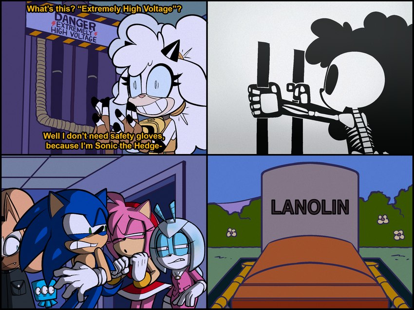 amy rose, jewel the beetle, lanolin the sheep, and whisper the wolf (sonic the hedgehog (comics) and etc) created by lettuce (artist)