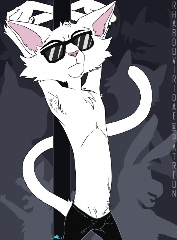 armpit_hair body_hair claws eyewear fur male solo sunglasses white_body white_fur conditional_dnp wolftacos rock_dog angus_scattergood domestic_cat felid feline felis mammal absurd_res hi_res