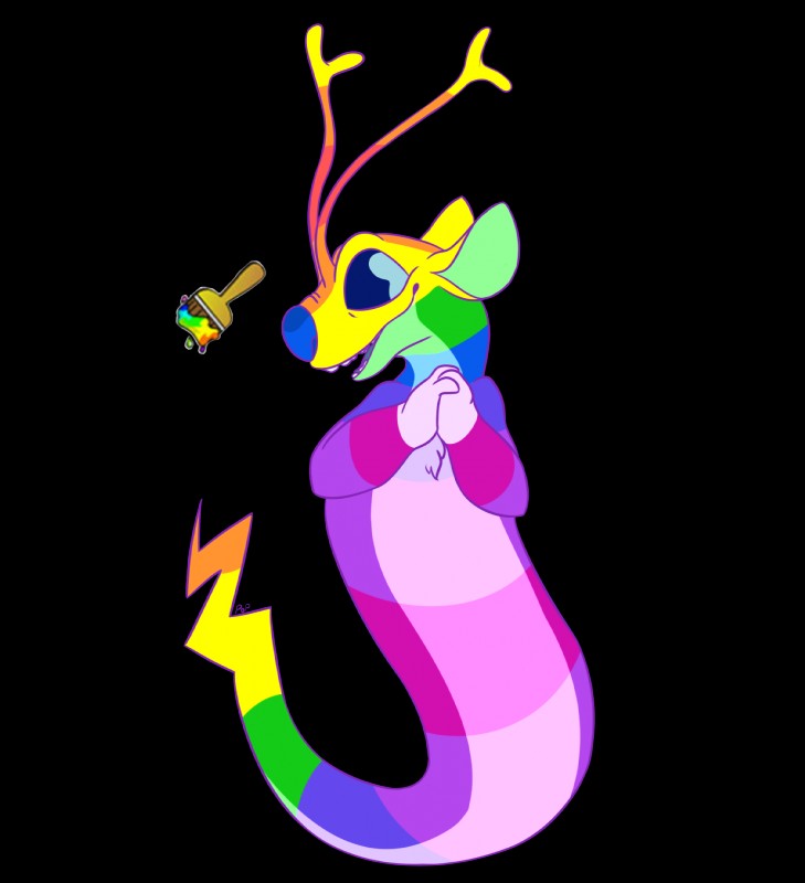 alternate_color ambiguous_gender antennae_(anatomy) blue_eyes blue_nose brush chest_tuft flying fur hands_together looking_aside looking_at_viewer multicolored_body multicolored_fur open_mouth open_smile paintbrush paintbrush_(neopets) rainbow_body rainbow_fur simple_background smile solo transparent_background tuft blushbaker disney lilo_and_stitch neopets sparky_(lilo_and_stitch) alien experiment_(lilo_and_stitch) neopet_(species) rainbow_neopet 2018 alpha_channel digital_drawing_(artwork) digital_media_(artwork) hi_res