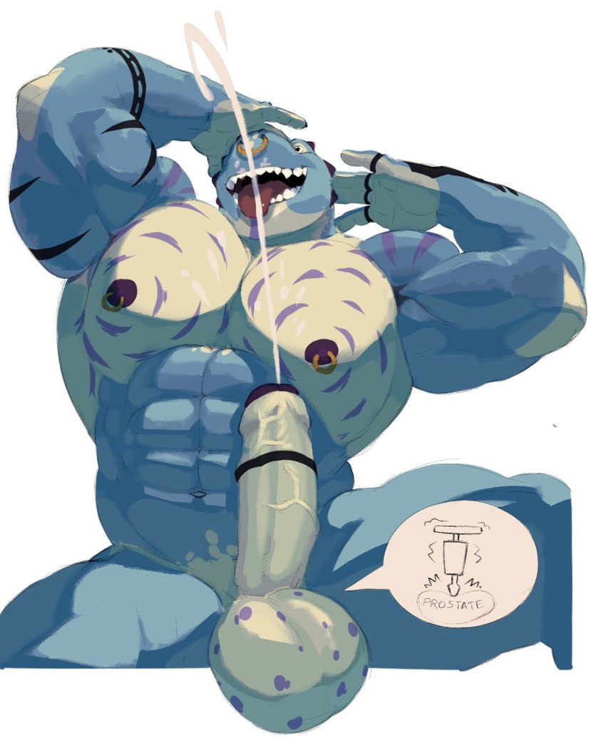 abs anal anthro arms_above_head balls biceps big_balls big_muscles bodily_fluids cum cutaway ejaculation erection facial_piercing foreskin genital_fluids genitals hands-free huge_muscles humanoid_genitalia humanoid_penis jackhammer looking_pleasured male markings muscular muscular_anthro muscular_male navel nipple_piercing nipple_ring nipples nose_piercing nose_ring nude open_mouth open_smile pecs penis piercing power_tool prostate prostate_milking prostate_orgasm ring_piercing simple_background smile solo tattoo teeth tongue tongue_out tools white_background erebonbon atlas_(fusion_h0ss) dinosaur prehistoric_species reptile scalie theropod tyrannosaurid tyrannosauroid tyrannosaurus tyrannosaurus_rex 2021