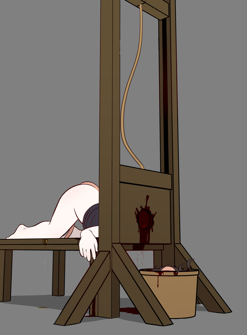 5_fingers 5_toes anthro barefoot basket bite biting_own_tongue blade blood bodily_fluids bottomless bottomless_female clothed clothing constricted_pupils container corpse death death_piss decapitation execution feet female female_death fingers genital_fluids gore gore_focus guillotine hair incontinence kneeling messy_hair motion_lines pupils ryona self_bite severed_body_part severed_head small_pupils solo toes tongue tongue_bite urine e254e ririgaki mammal murid murine rat rodent absurd_res hi_res