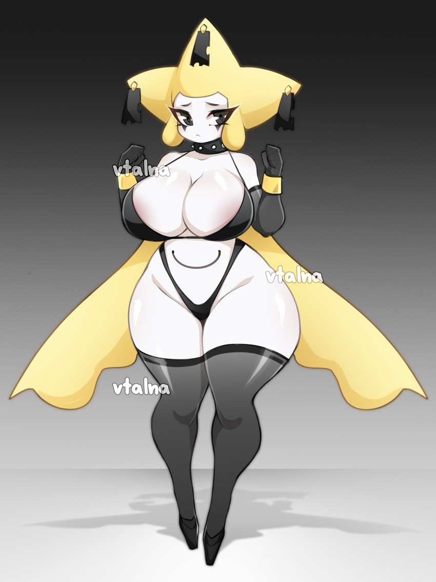 areola areola_slip big_breasts biped breasts clothed clothing eyelashes female legwear panties pupils solo standing thigh_highs underwear white_body wide_hips vtalna1 nintendo pokemon generation_3_pokemon humanoid jirachi legendary_pokemon pokemon_(species) hi_res