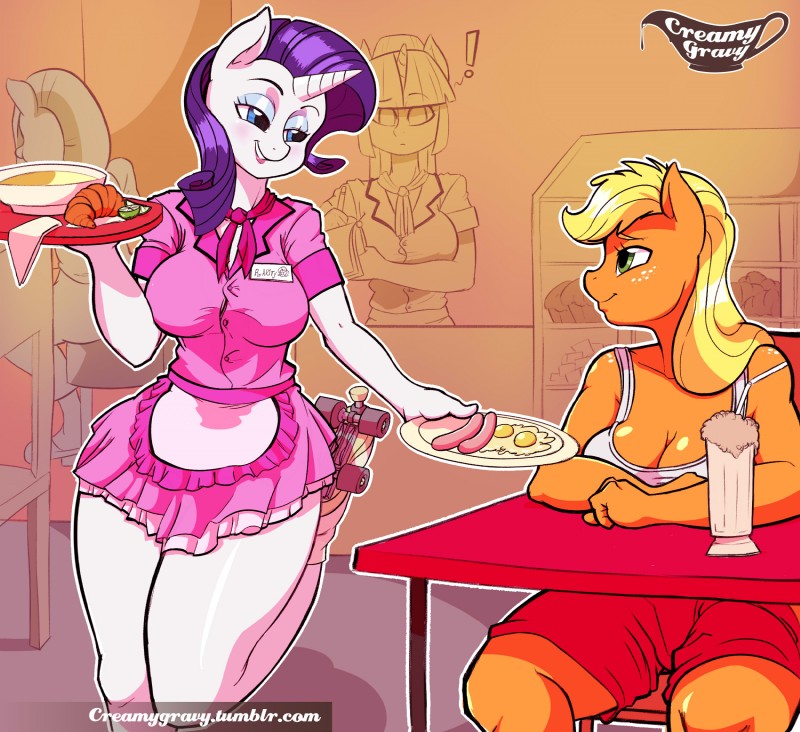 applejack and rarity (friendship is magic and etc) created by creamygravy