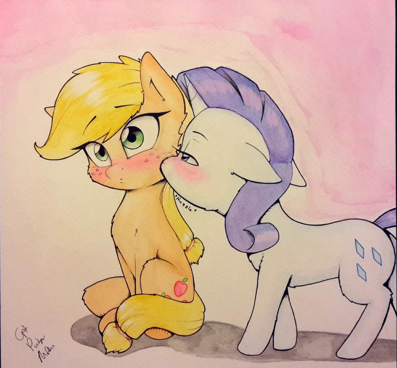 applejack and rarity (friendship is magic and etc) created by pudgeruffian