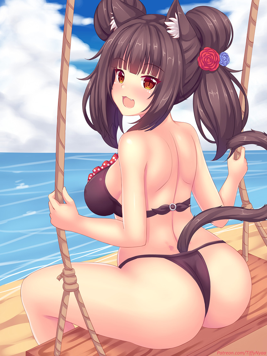 beach bikini blush brown_eyes brown_hair butt clothing cloud female hair hair_bun outside pupils sea seaside sitting sky slit_pupils solo swimwear swing two-piece_swimsuit water fastrunner2024 nekopara chocola_(sayori) animal_humanoid cat_humanoid felid felid_humanoid feline feline_humanoid humanoid mammal mammal_humanoid 2019 3:4 digital_media_(artwork) hi_res shaded