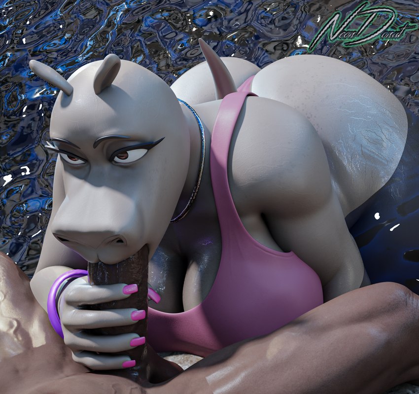 anthro big_butt butt clothing duo erection female genitals huge_butt looking_up male male/female nude oral penetration penis pool public public_sex sex swimwear wet neondonut icedev_(modeler) okabepom_(modeler) blender_cycles dreamworks madagascar_(series) gloria_(madagascar) common_hippopotamus hippopotamid human mammal 3d_(artwork) digital_media_(artwork) hi_res
