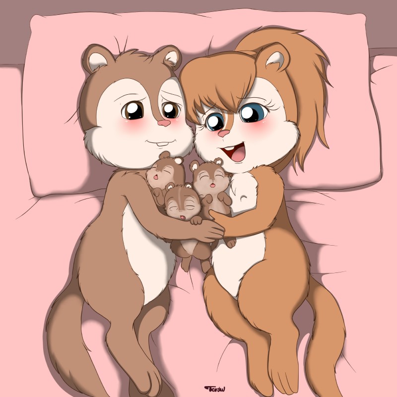 ambiguous_gender anthro baby bed blush buckteeth family featureless_crotch furniture group nipples nude on_bed open_mouth pillow semi-anthro teeth tongue young launny alvin_and_the_chipmunks alvin_and_the_chipmunks_(live-action) alvin_seville brittany_miller chipmunk ground_squirrel mammal rodent sciurid 1:1 absurd_res hi_res father_(lore) mother_(lore) parent_(lore) parent_and_child_(lore)