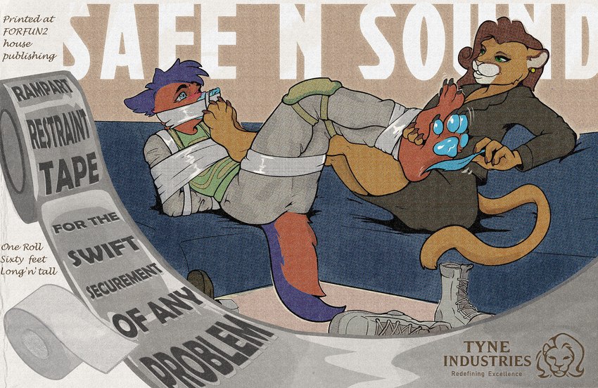 anthro bdsm bondage bound business clothing commercial dominant dominant_female feathers feet female foot_focus footwear gag helpless humiliation male male/female paws peril sockgagged socks soles struggling submissive submissive_male teasing teasing_with_feet tickling toes uniform vintage forfun2 gizmo_(puddinpop34) canid canine canis domestic_dog felid lion mammal pantherine hi_res