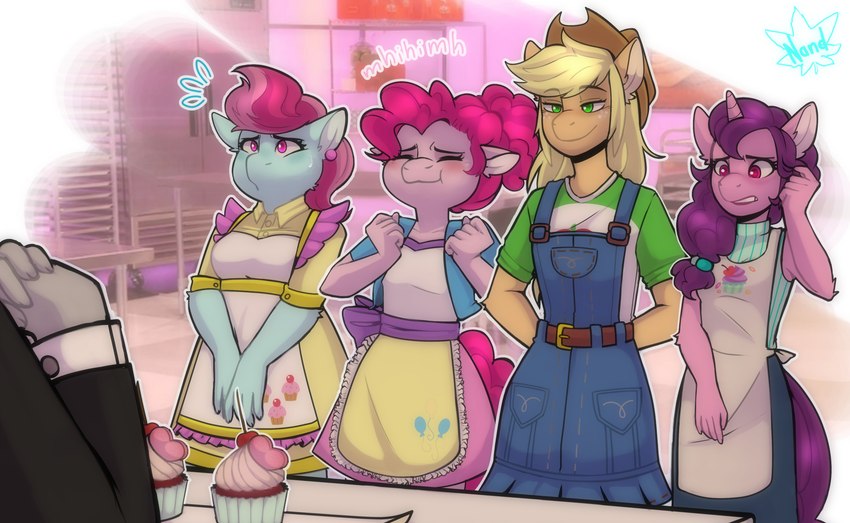 applejack, mrs. cake, pinkie pie, and sugar belle (friendship is magic and etc) created by nand maple